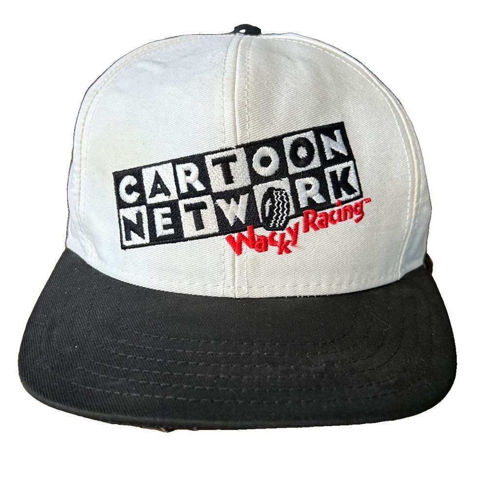 Rare Cartoon Network Wacky Racing Snapback Hat Cap NASCAR White Snapback